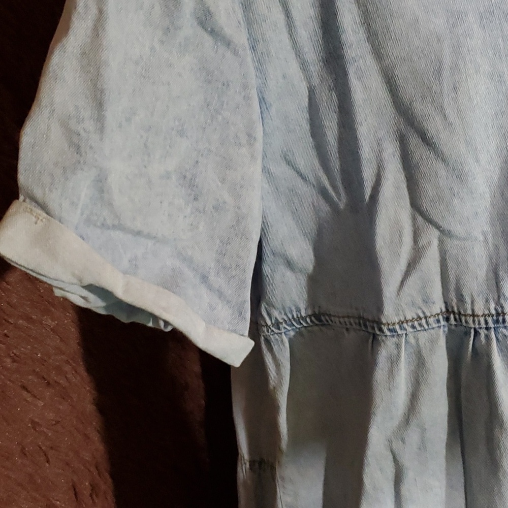 Denim Button Down Washed Blue Dress - Picture 3 of 7